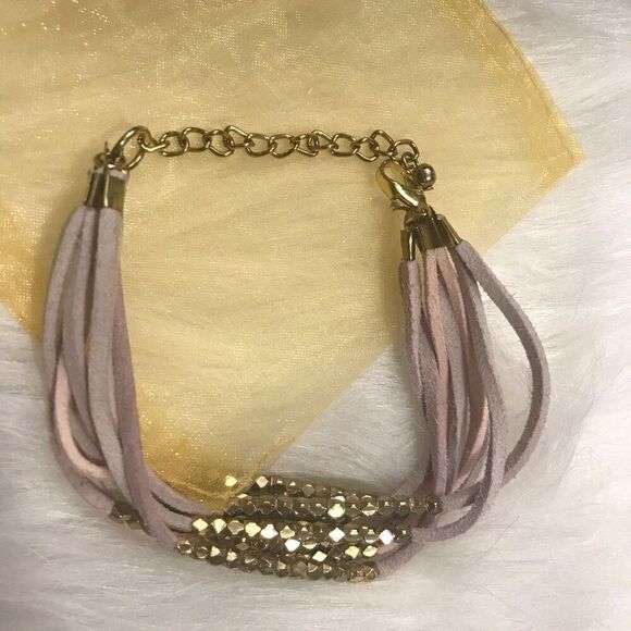 Trades of Hope‎ Pink Lavender Suede Gold Bead Bracelet NWT - Picture 4 of 8